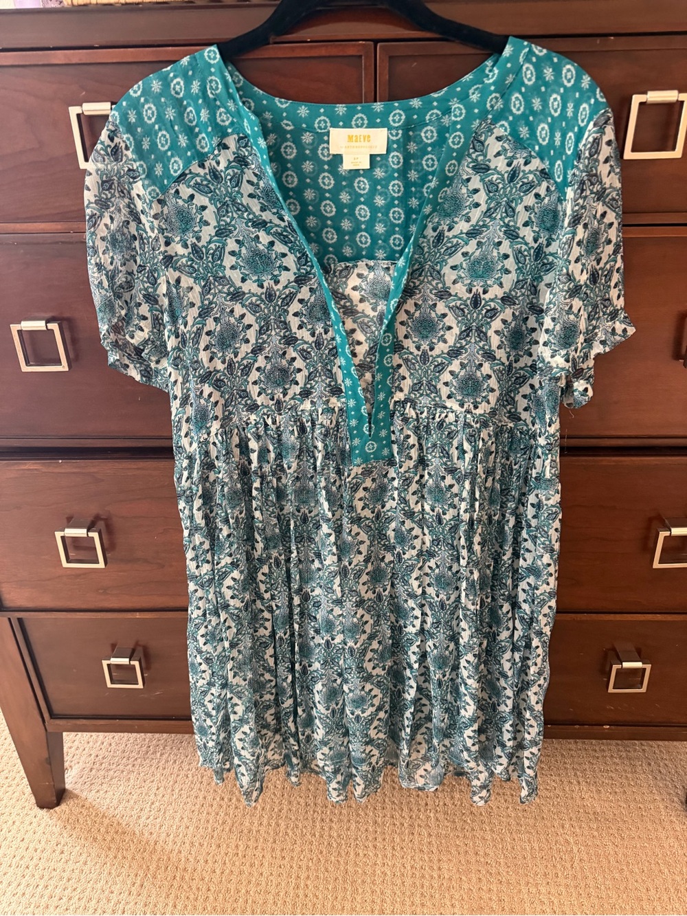 Mauve Teal & White Floral Mini Dress
(Missing liner)